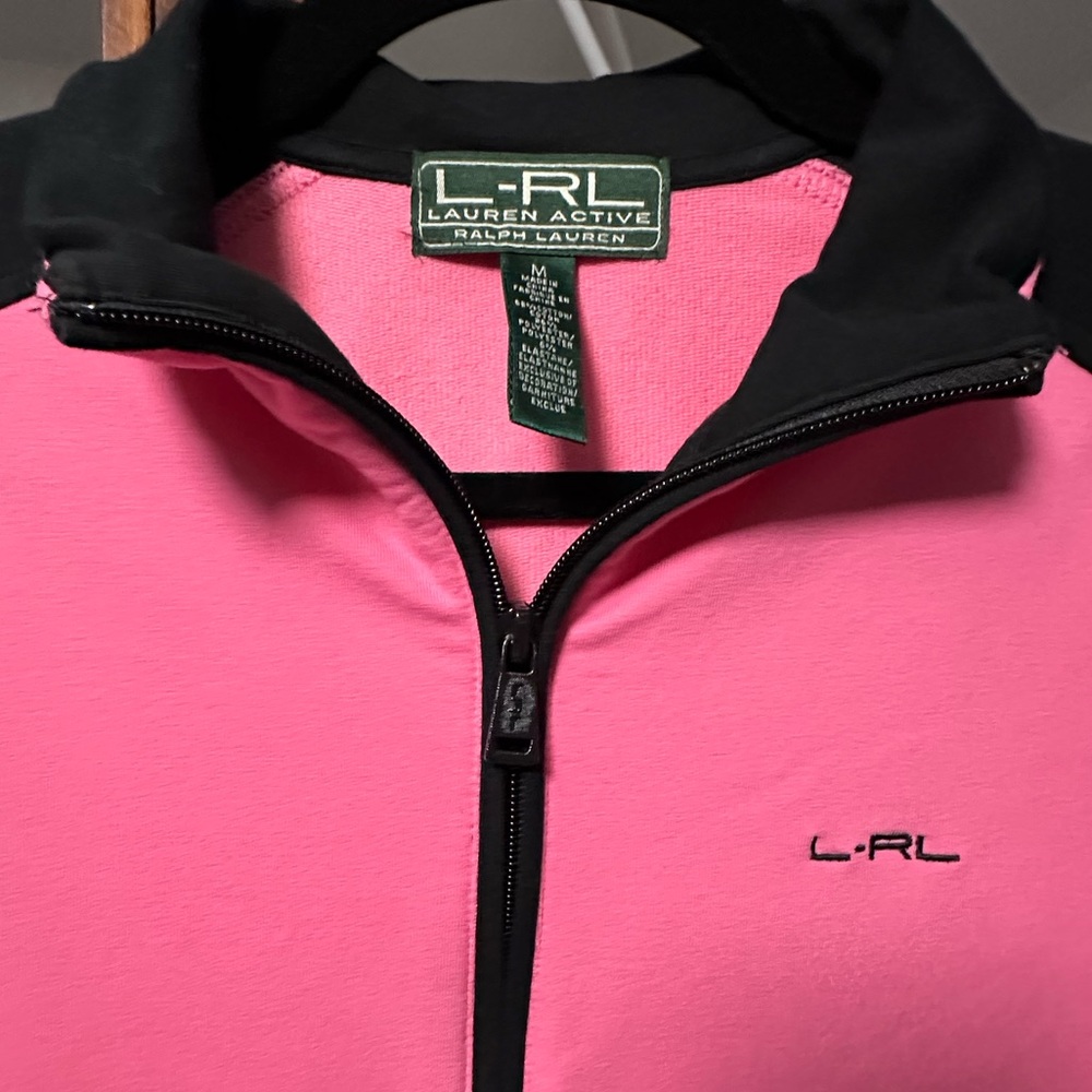 Ralph Lauren Full Zip Activewear Jacket Pink & Black Side Zip Pockets SIZE M - Picture 4 of 8